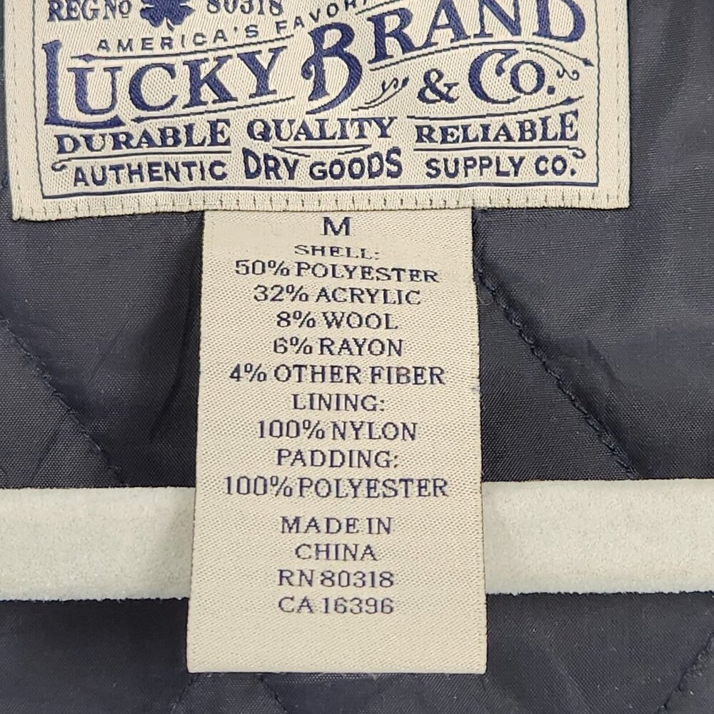 Lucky Brand Jacket Mens Medium Blue Plaid Wool Blend Button Front Shirt Shacket - Picture 10 of 15